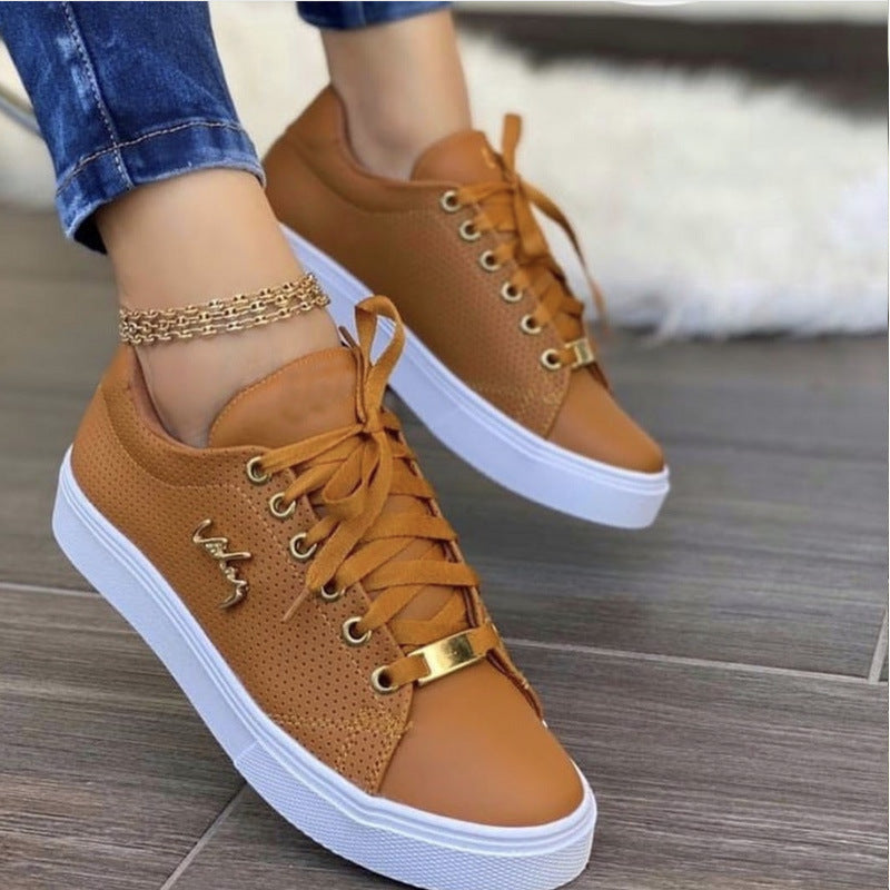 Women Flat Sneakers Breathable Lace-up Shoes For Girls 8092854bed990450ce74b187efa51c57