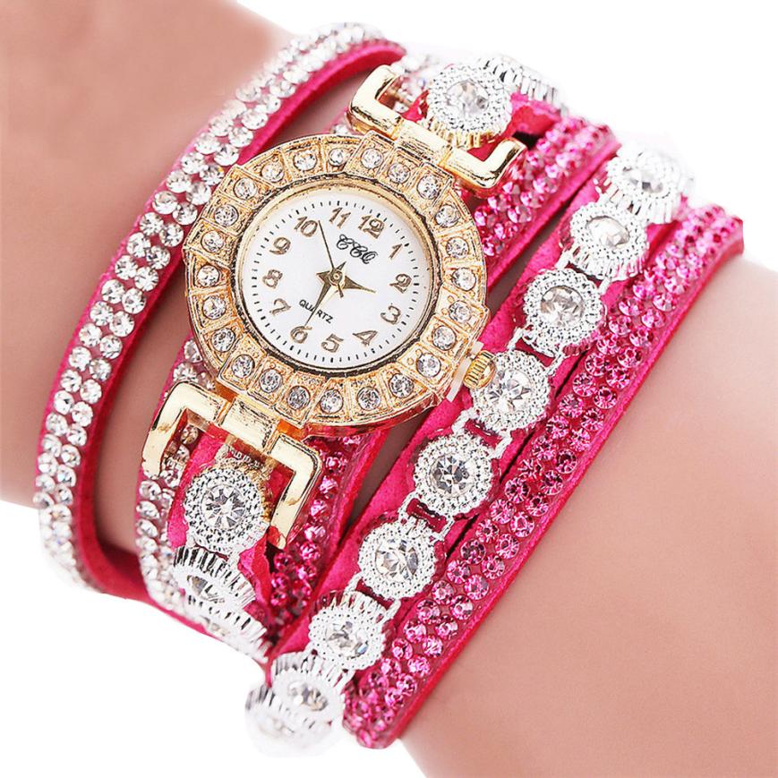 Relogio masculino Women Quartz Women PU Leather Rhinestone Watch Bracelet Watches 8063d376c910ed7f25ebbc04bb29043a