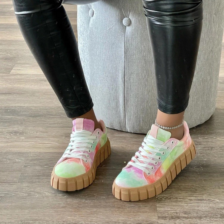 Lace-up Canvas Shoes Summer Round Toe Platform Single Shoes For Women Sneakers 4c847d147e18ee54b016b4ba7a3e4d25