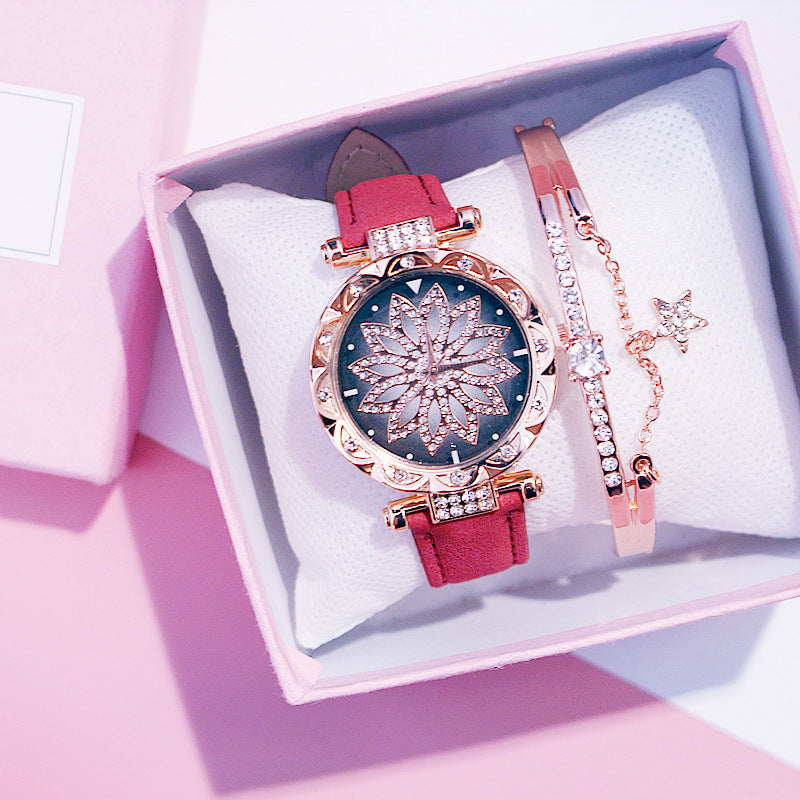 Rotating ladies net red quartz watch casual 48771a7f67f9ff81a875bd0ba5a58a72