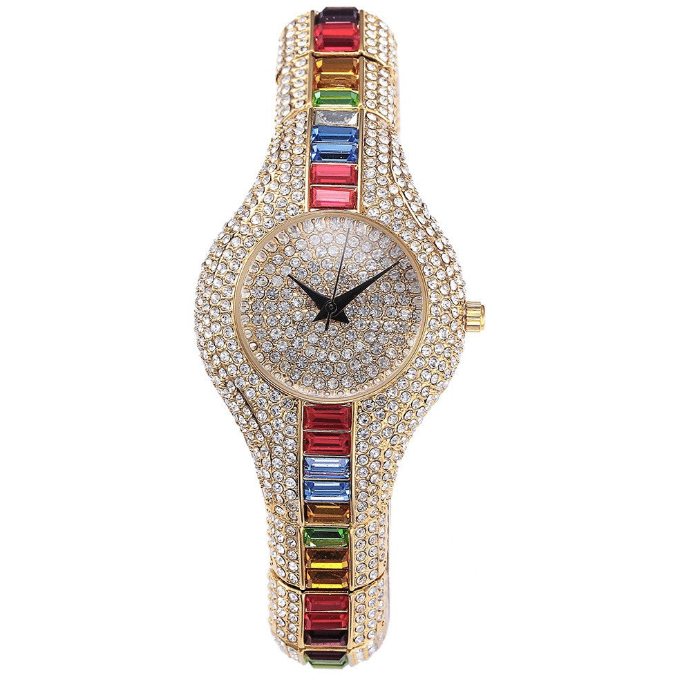 Fashion Watch With Diamonds And Colorful Stones Full Of Diamonds European-Style High-End Watches For Women c8fd2a489271c6802052d69c7d895756