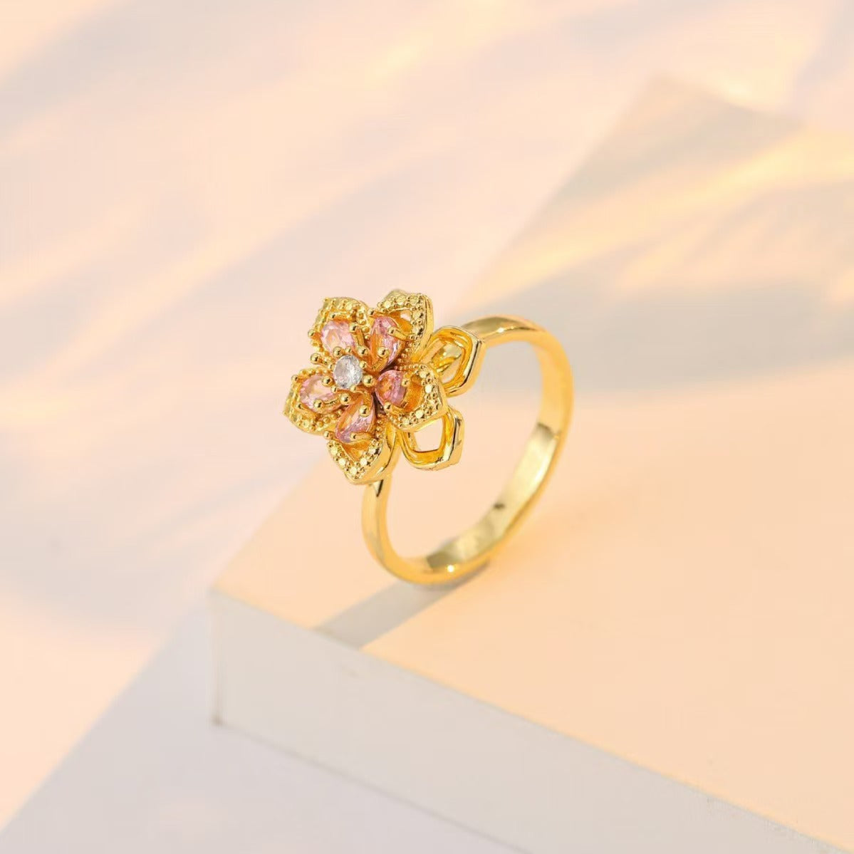 Nephthytis Flower Zircon Flower Niche Fashion New Ring 1bf0fc5f3b22824561c7d93908b1a57