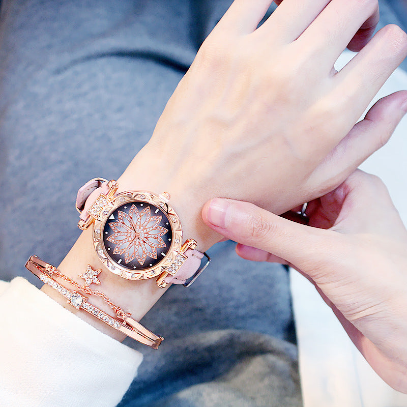 Rotating ladies net red quartz watch casual 9481c41a195549b17dd886fbcec18e50