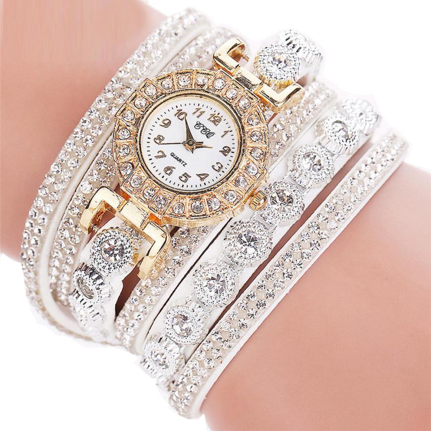 Relogio masculino Women Quartz Women PU Leather Rhinestone Watch Bracelet Watches ddb07634fa5cb8d80cccbca30c0c749e