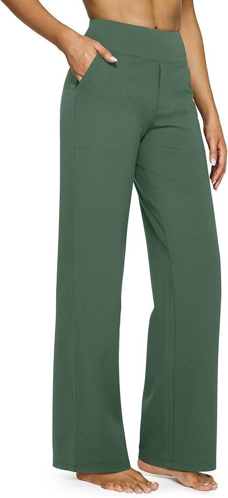 Pocket Knitted Straight High Waist Trousers b424b5d4e4de416b7241737b4e314fa3