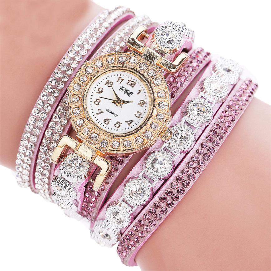 Relogio masculino Women Quartz Women PU Leather Rhinestone Watch Bracelet Watches 83789d95e11c8a2f3ce56b02b296e5ac