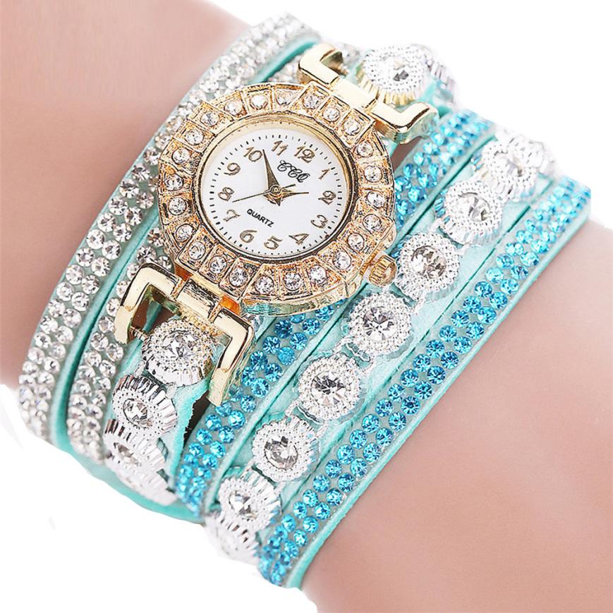 Relogio masculino Women Quartz Women PU Leather Rhinestone Watch Bracelet Watches a8a9f944b764e3eef9ed69d58355c1cb