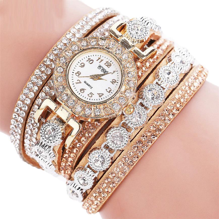 Relogio masculino Women Quartz Women PU Leather Rhinestone Watch Bracelet Watches 8a9346ce9cac0c0c2b2e92d59f566217