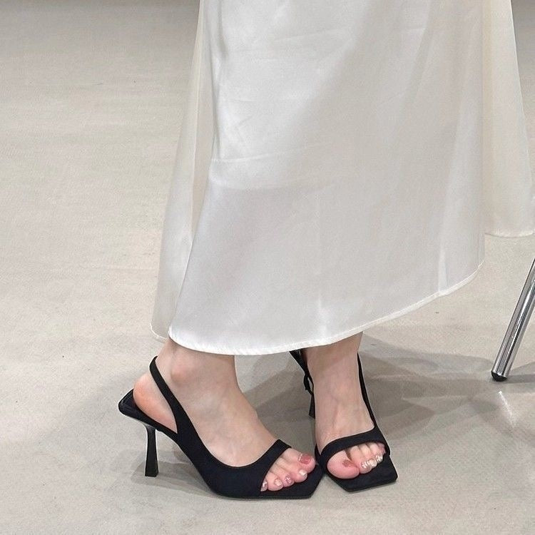 French-style Stiletto Black Square-toe High Heels For Women 6f1020957278cab21c9feb5966e49e44