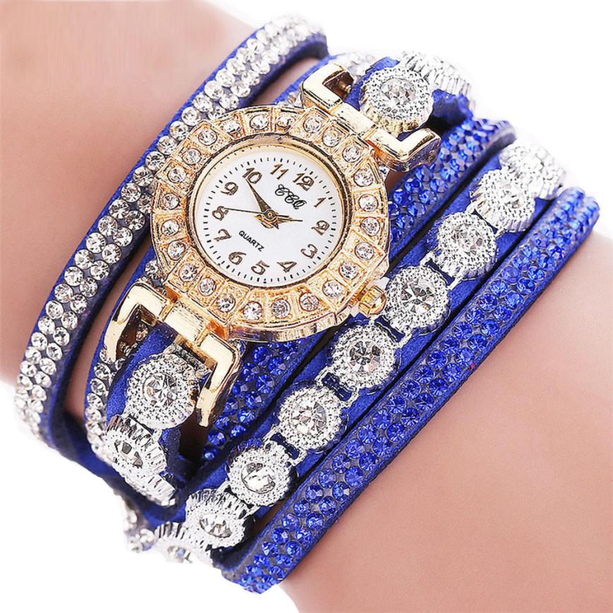Relogio masculino Women Quartz Women PU Leather Rhinestone Watch Bracelet Watches 6ca8fbe665451f45241d3c6bf894e1d