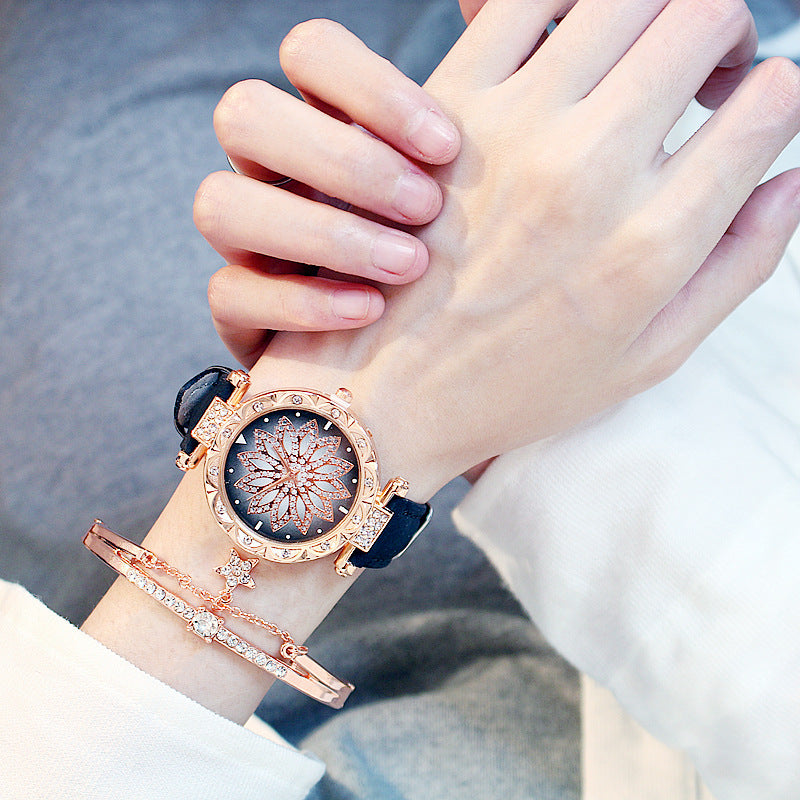 Rotating ladies net red quartz watch casual e0f3e0f4e47c40cb13f2c92c5cf84a50