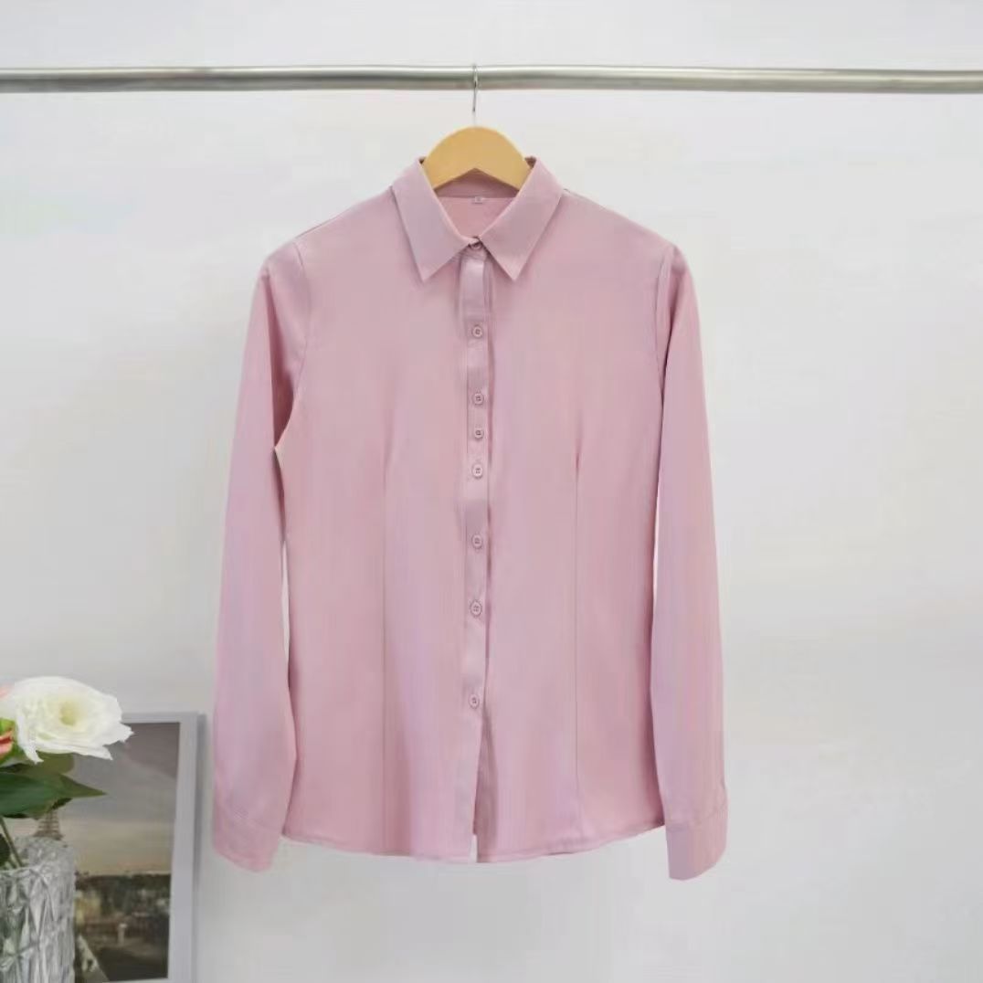 Multicolor Minimalist Solid-color Long-sleeve Shirt 1b0b4135e1dda78be5b3b6cfc14728c2