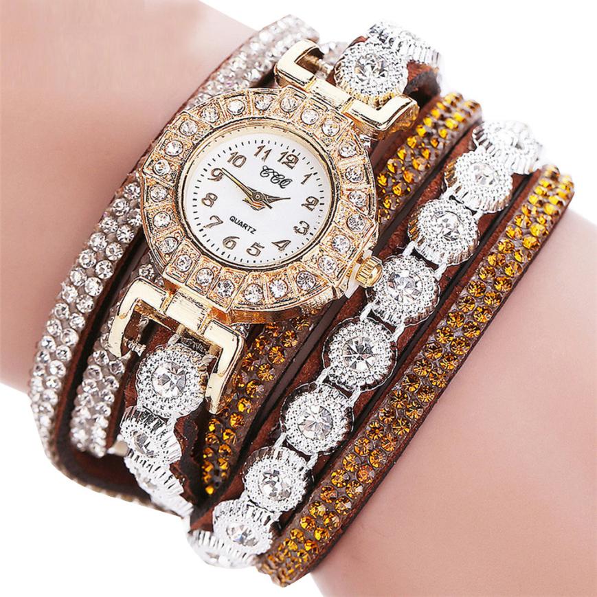 Relogio masculino Women Quartz Women PU Leather Rhinestone Watch Bracelet Watches b360c348ca09164e1f3d7949b3ff2fad