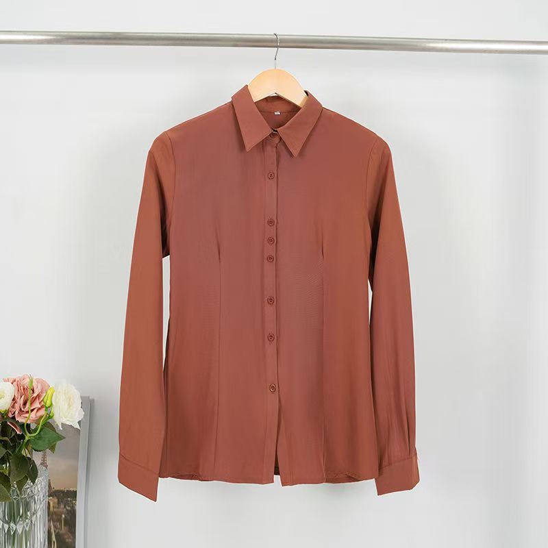 Multicolor Minimalist Solid-color Long-sleeve Shirt fe40788a8ef8a03657784edc65602f46