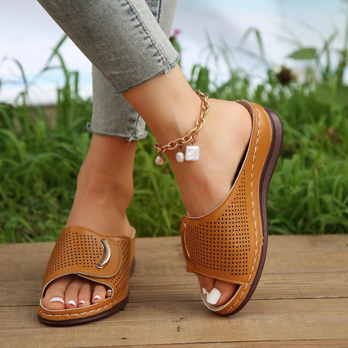 Summer New Wedge Retro Slippers For Women bb567c5e1c7df09804a5df98d616927a