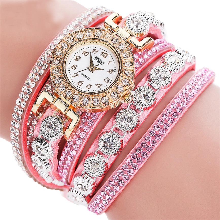 Relogio masculino Women Quartz Women PU Leather Rhinestone Watch Bracelet Watches 3ab7d7f918cca02be6e778296b8e9b22