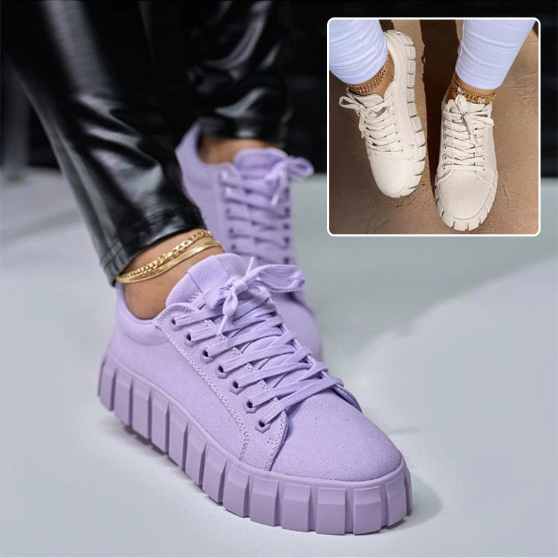 Lace-up Canvas Shoes Summer Round Toe Platform Single Shoes For Women Sneakers ab600d9d5d3dcc46b6c1f88301b75b9f
