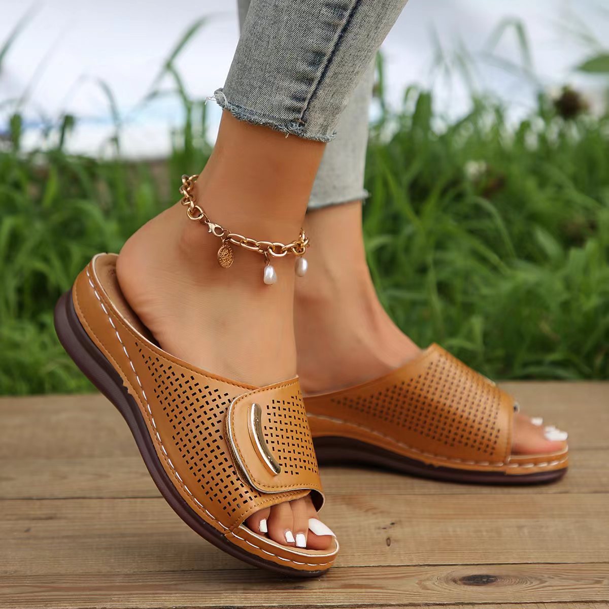 Summer New Wedge Retro Slippers For Women ed8db25dda9da0ce2b5d6e57ad9bdc61