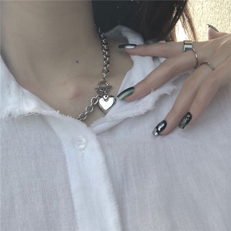 Loving-Heart Chain Couples Necklace Delicate Clavicle Chain For Girls fd734c524bbcbeb9a6381891dd673038