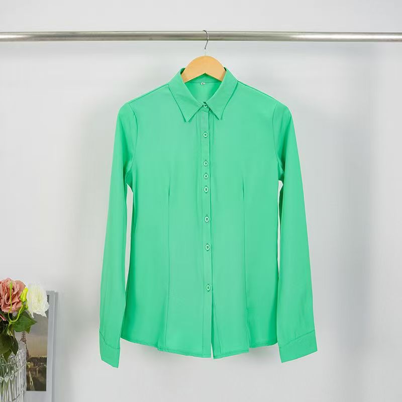 Multicolor Minimalist Solid-color Long-sleeve Shirt 40ce4d05ad9cc70ce52265c373875c3e