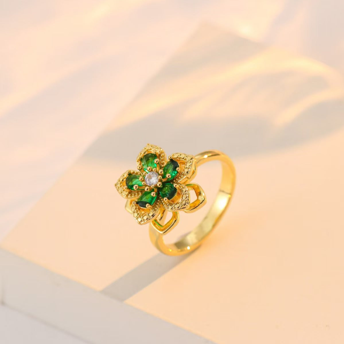 Nephthytis Flower Zircon Flower Niche Fashion New Ring 1216255366c93295afd8476815974d1e