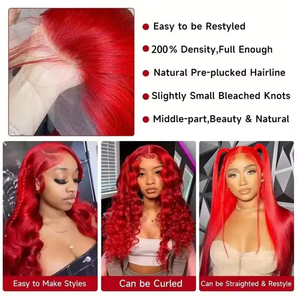Hot Red 13x6 Hd Lace Frontal Human Hair Wigs Brazilian Colored Body Wave Lace Front Wig 13x4 4x4 5x5 Closure Wig For Women Hot Red 13x6 Hd Lace Frontal Human Hair Wigs Brazilian Colored Body Wave Lace Front Wig 13x4 4x4 5x5 Closure Wig For Women