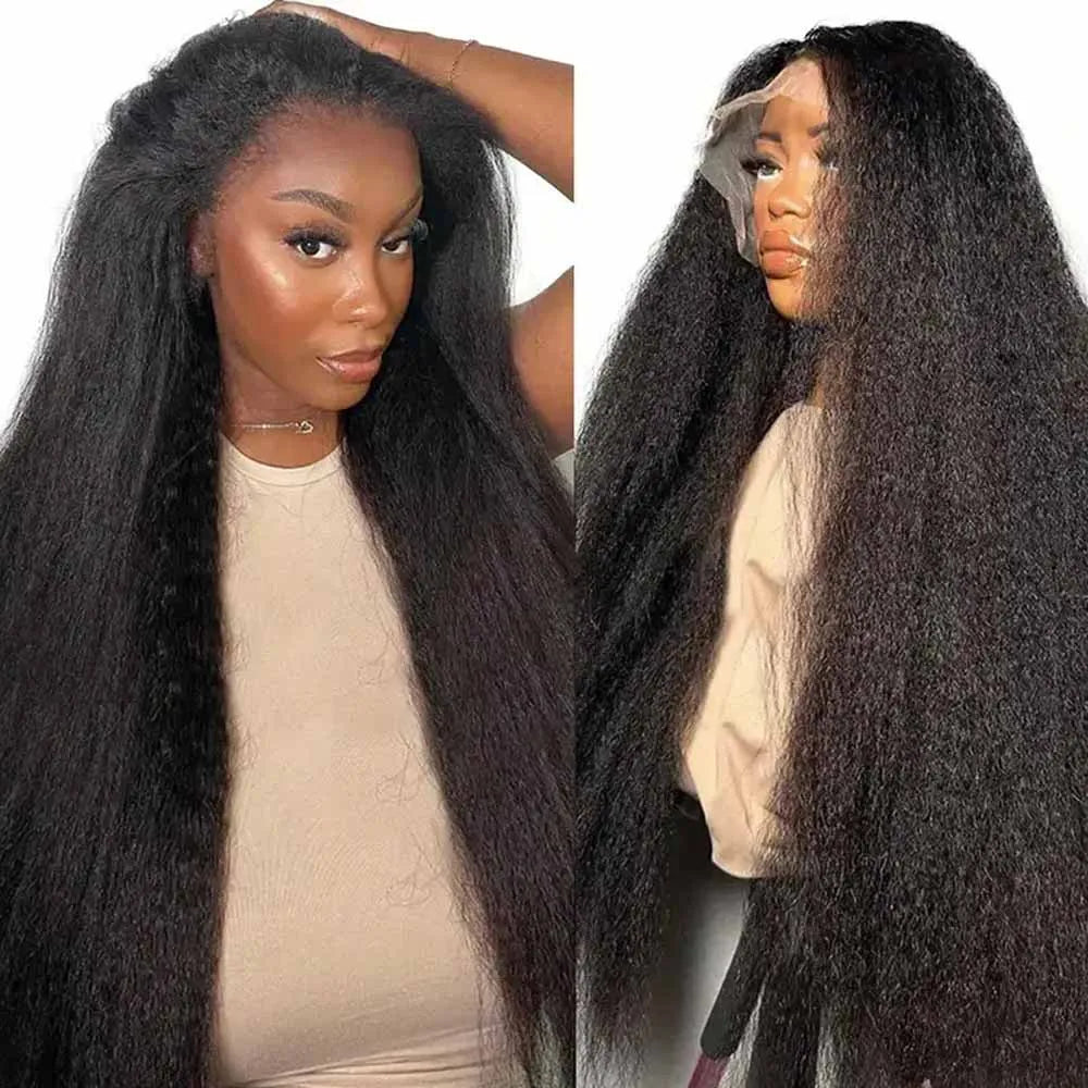 13x4 Kinky Straight Lace Front Human Hair Wig With Kinky Edges Baby Hair Glueless Yaki Straight HD Lace Frontal Wig 250% Denisty 13x4 Kinky Straight Lace Front Human Hair Wig With Kinky Edges Baby Hair Glueless Yaki Straight HD Lace Frontal Wig 250% Denisty
