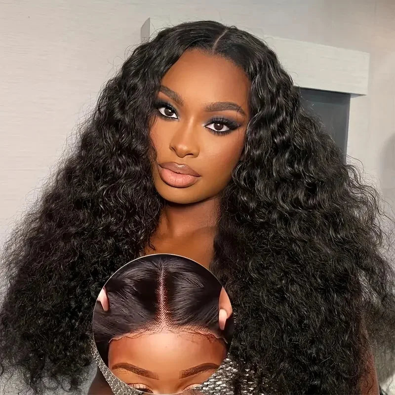 Curly 4x4 5x5 Glueless Lace Front Wig 220 Density Natural Color Deep Wave Pre Cut Brazilian HD Lace wigs Water Wave Human Hair Curly 4x4 5x5 Glueless Lace Front Wig 220 Density Natural Color Deep Wave Pre Cut Brazilian HD Lace wigs Water Wave Human Hair