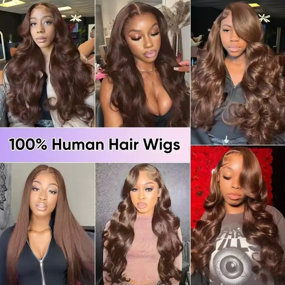 46 Inches Body Wave #4 Chocolate Brown 13x6 HD Lace Frontal Wigs #4 Colored Chocolate Brown Human Hair Wigs For Women hair 46 Inches Body Wave #4 Chocolate Brown 13x6 HD Lace Frontal Wigs #4 Colored Chocolate Brown Human Hair Wigs For Women hair