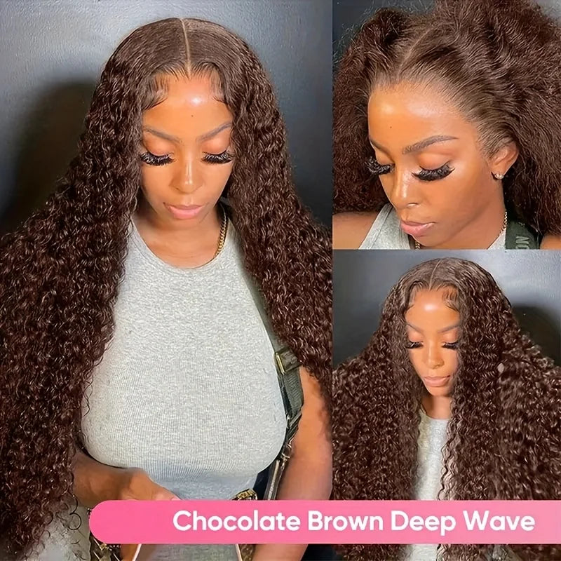 Chocolate Brown Curly Wave 13x6 Hd Lace Human Hair Wig 30 38 Inch Water Wave Human Hair Wig 13x4 Frontal Wig Hd Lace #4 Colour Chocolate Brown Curly Wave 13x6 Hd Lace Human Hair Wig 30 38 Inch Water Wave Human Hair Wig 13x4 Frontal Wig Hd Lace #4 Colour