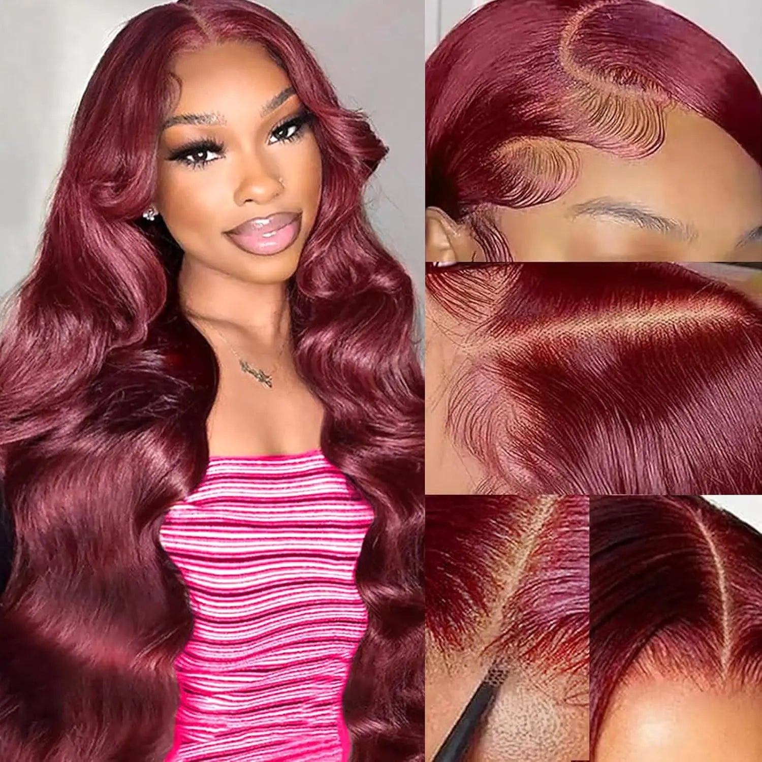 250% Density 99j Human Hair Wig 34 Inch Burgundy 13x4 HD Lace Frontal Body Wave Human Hair Wigs 100% Brazilian Human Hair 250% Density 99j Human Hair Wig 34 Inch Burgundy 13x4 HD Lace Frontal Body Wave Human Hair Wigs 100% Brazilian Human Hair