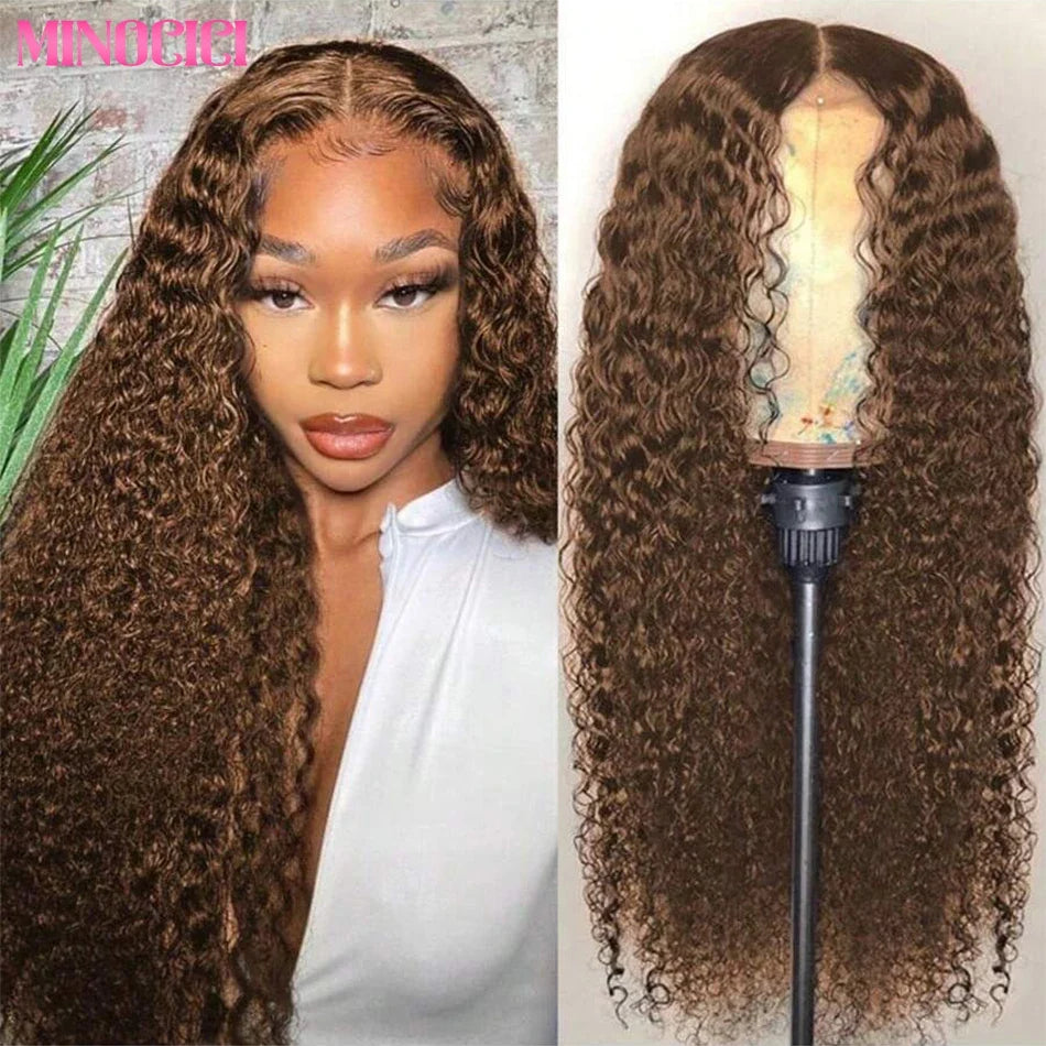 Chocolate Brown HD Lace Front Wigs Human Hair 200% Density Curly Lace Front Wigs Human Hair Deep Wave Wigs Human Hair For Women Chocolate Brown HD Lace Front Wigs Human Hair 200% Density Curly Lace Front Wigs Human Hair Deep Wave Wigs Human Hair For Women