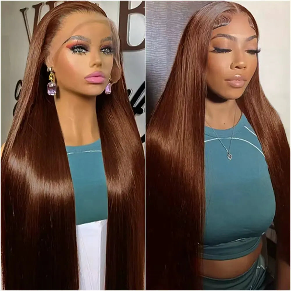 30 36 Inches Chocolate Brown Lace Front Human Hair Wig Pre Plucked Dark Brown Bone Straight 13x4 13x6 HD Lace Frontal Wigs 30 36 Inches Chocolate Brown Lace Front Human Hair Wig Pre Plucked Dark Brown Bone Straight 13x4 13x6 HD Lace Frontal Wigs