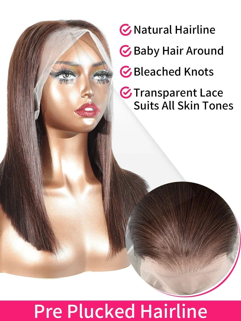 #2 Brown Chocolate Color 250 Density Lace Frontal Wig Human Hair Raw Vietnamese Double Drawn 13x4 Bob Lace Front Human Hair Wigs #2 Brown Chocolate Color 250 Density Lace Frontal Wig Human Hair Raw Vietnamese Double Drawn 13x4 Bob Lace Front Human Hair Wigs