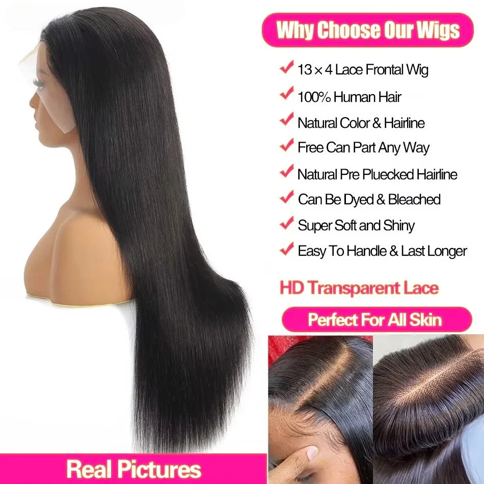 30 40 Inch 13x4 HD Transparent Bone Straight Lace Front Wig 200 Density Brazilian 13x6 Lace Frontal Wigs Human Hair For Women 30 40 Inch 13x4 HD Transparent Bone Straight Lace Front Wig 200 Density Brazilian 13x6 Lace Frontal Wigs Human Hair For Women