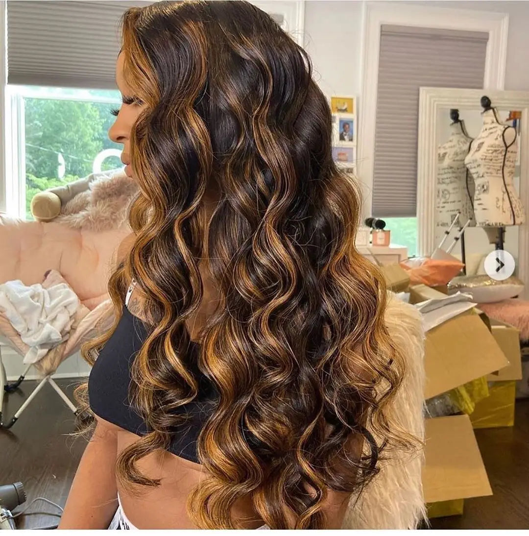 13x4 13x6 Hd Highlight Body Wave Lace Front Wig For Women Remy P4/27 Ombre Human Hair Lace Frontal Human Hair Wigs Choice Glue 13x4 13x6 Hd Highlight Body Wave Lace Front Wig For Women Remy P4/27 Ombre Human Hair Lace Frontal Human Hair Wigs Choice Glue