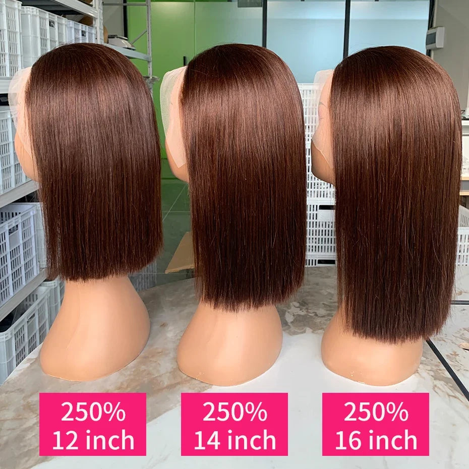 #2 Brown Chocolate Color 250 Density Lace Frontal Wig Human Hair Raw Vietnamese Double Drawn 13x4 Bob Lace Front Human Hair Wigs #2 Brown Chocolate Color 250 Density Lace Frontal Wig Human Hair Raw Vietnamese Double Drawn 13x4 Bob Lace Front Human Hair Wigs