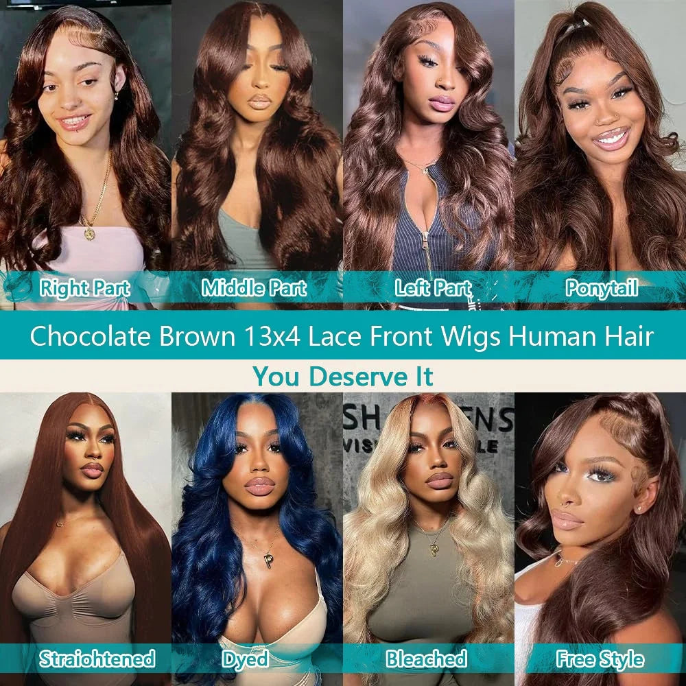 Body Wave Chocolate Brown Lace Front Wigs Human Hair 13x4 13x6 HD Lace Frontal Wig For Women Peruvian Lace Wigs Natural Hairline Body Wave Chocolate Brown Lace Front Wigs Human Hair 13x4 13x6 HD Lace Frontal Wig For Women Peruvian Lace Wigs Natural Hairline