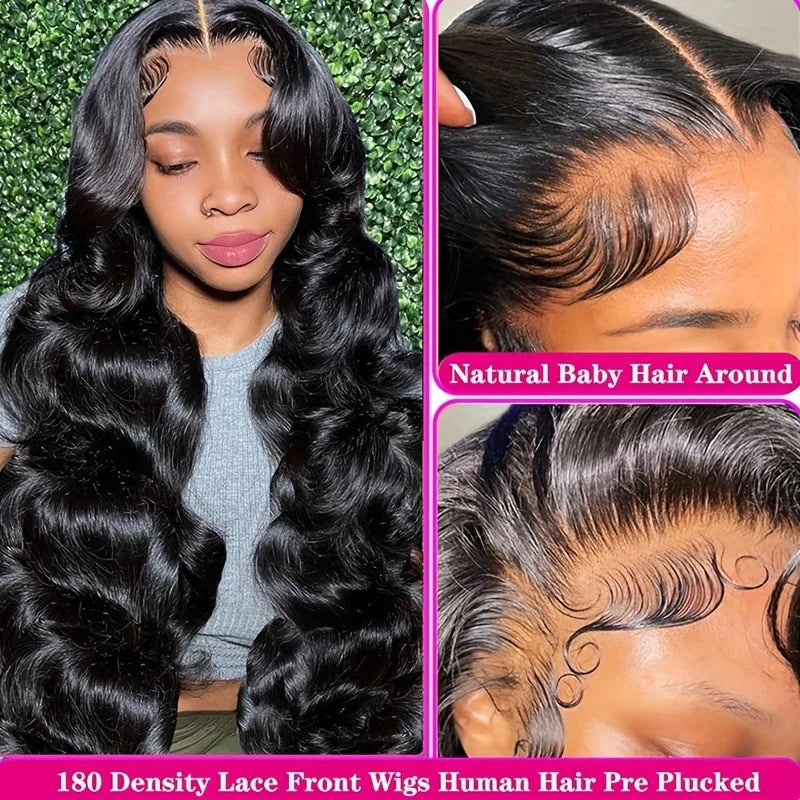 250% Density Glueless Human Hair Lace Front Wig - 13x4 Pre Plucked & Pre Cut 3D Dome Cap with Bleached Knots, Natural Black Body 250% Density Glueless Human Hair Lace Front Wig - 13x4 Pre Plucked & Pre Cut 3D Dome Cap with Bleached Knots, Natural Black Body