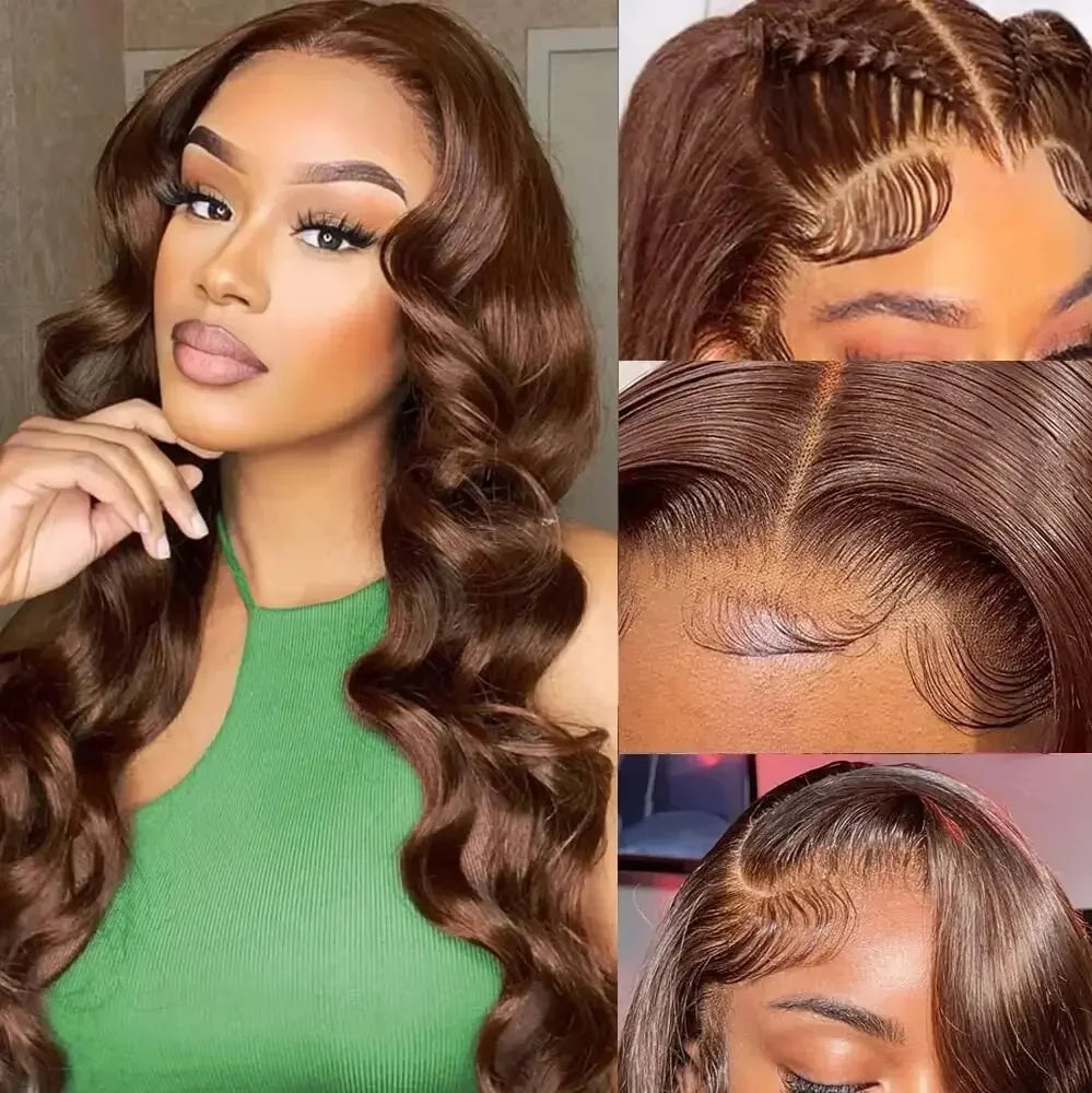 13x4 13x6 Hd Lace Frontal Wig Brazilian Human Hair Wigs Chocolate Brown Body Wave Lace Front Human Hair Wigs For Women 13x4 13x6 Hd Lace Frontal Wig Brazilian Human Hair Wigs Chocolate Brown Body Wave Lace Front Human Hair Wigs For Women