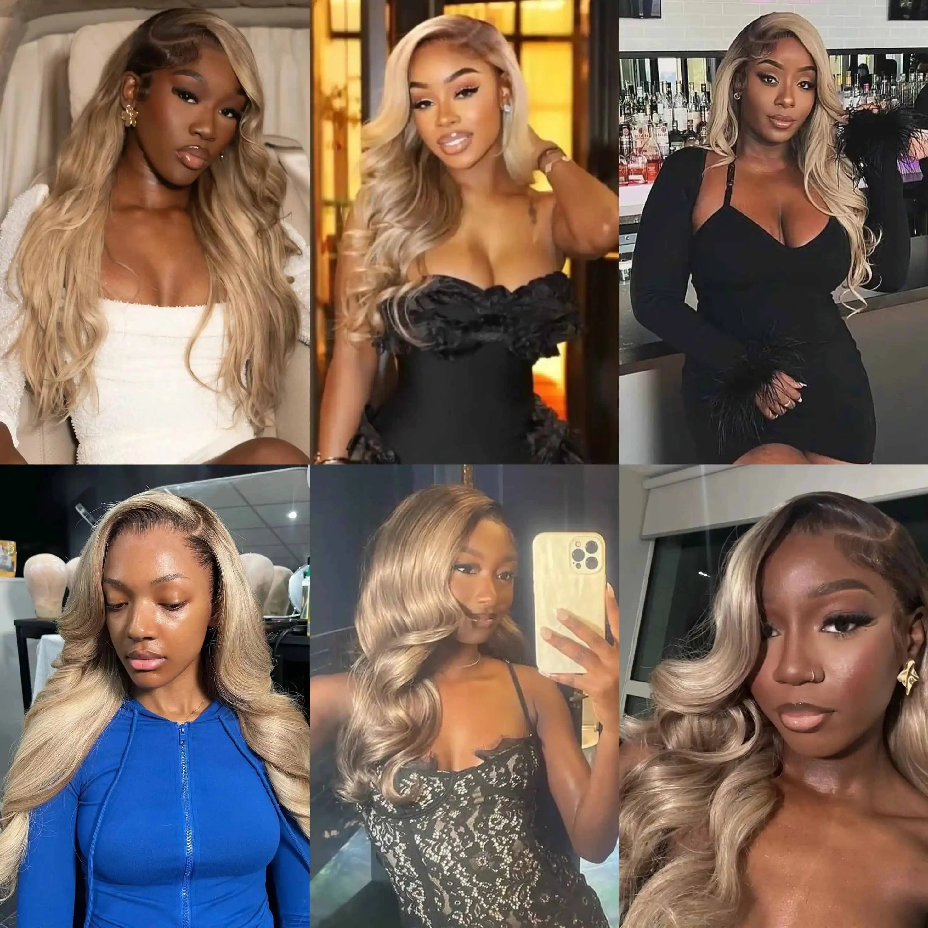 Ombre Blonde 13X4 Transparent Lace Front Human Hair Wig Brown Root Body Wave Ash Blonde 5X5 Closure Wig Pre Plucked Ombre Blonde 13X4 Transparent Lace Front Human Hair Wig Brown Root Body Wave Ash Blonde 5X5 Closure Wig Pre Plucked