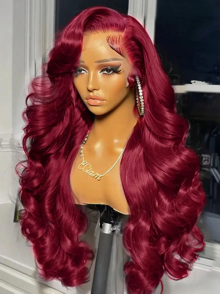 250% Density 99j Human Hair Wig 34 Inch Burgundy 13x4 HD Lace Frontal Body Wave Human Hair Wigs 100% Brazilian Human Hair 250% Density 99j Human Hair Wig 34 Inch Burgundy 13x4 HD Lace Frontal Body Wave Human Hair Wigs 100% Brazilian Human Hair