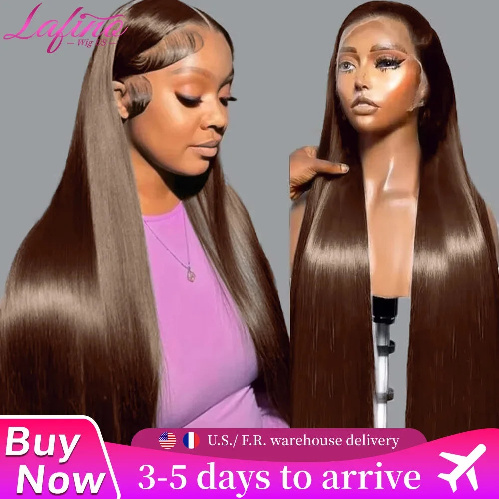 #4 Chocolate Brown Straight Human Hair Wig 13x6 Hd Lace Human Hair Wig 13x4 Lace Front Wig 200% Density Brazilian Hair For Women #4 Chocolate Brown Straight Human Hair Wig 13x6 Hd Lace Human Hair Wig 13x4 Lace Front Wig 200% Density Brazilian Hair For Women