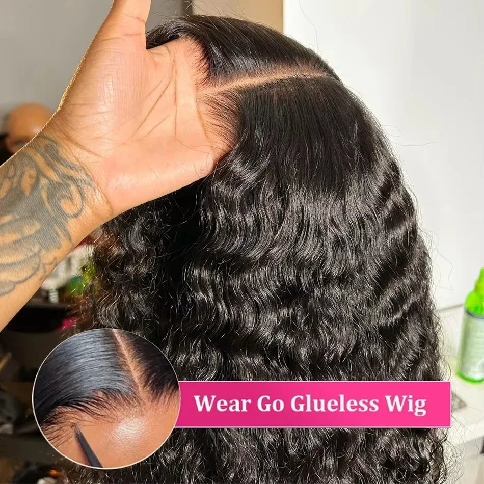 Curly 4x4 5x5 Glueless Lace Front Wig 220 Density Natural Color Deep Wave Pre Cut Brazilian HD Lace wigs Water Wave Human Hair Curly 4x4 5x5 Glueless Lace Front Wig 220 Density Natural Color Deep Wave Pre Cut Brazilian HD Lace wigs Water Wave Human Hair
