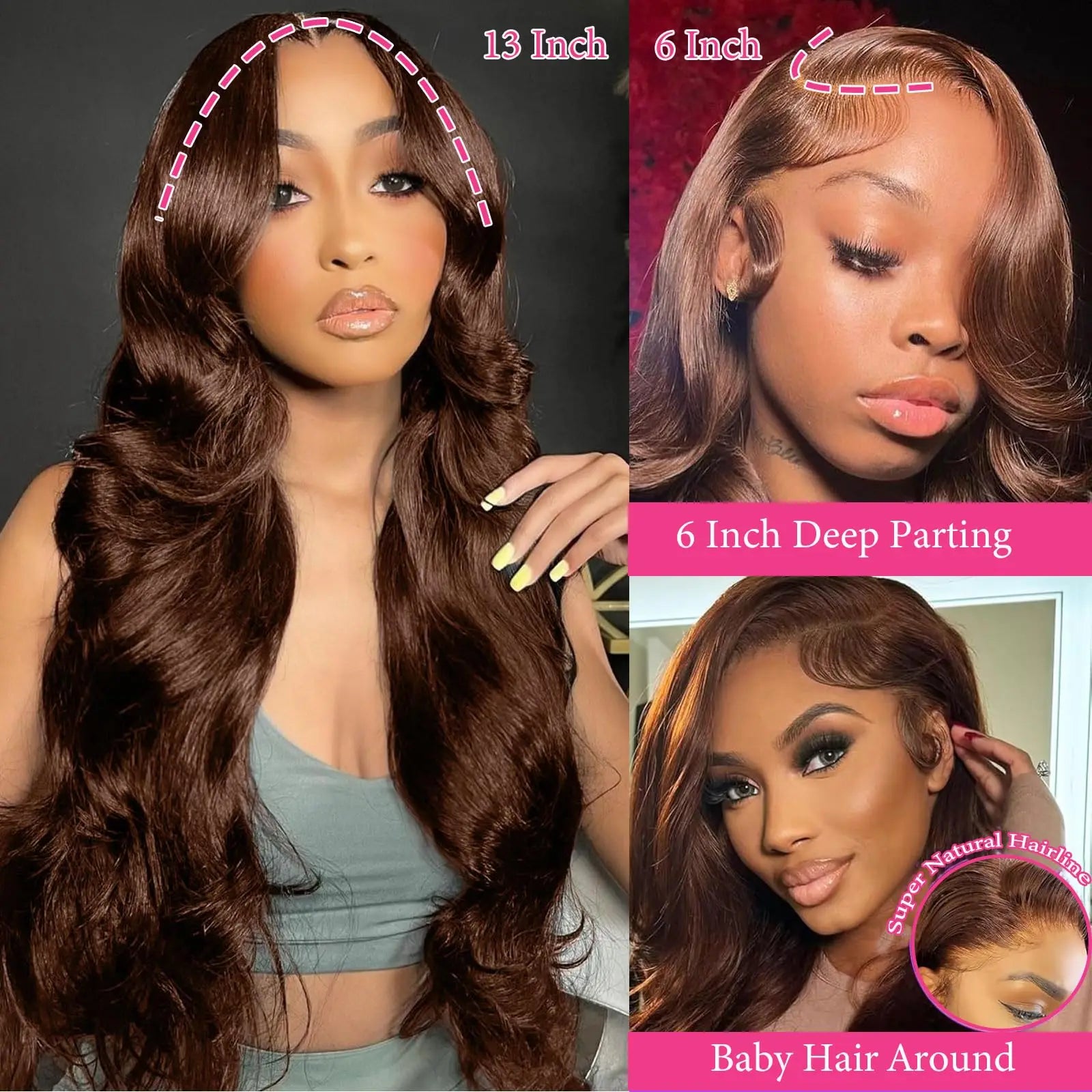 13x4 Chocolate Brown Body Wave Lace Front Wig 30 36 Inch 100% Brazilian Human Hair Wigs Lace Front Wig 13x6 Brown Wig For Women 13x4 Chocolate Brown Body Wave Lace Front Wig 30 36 Inch 100% Brazilian Human Hair Wigs Lace Front Wig 13x6 Brown Wig For Women