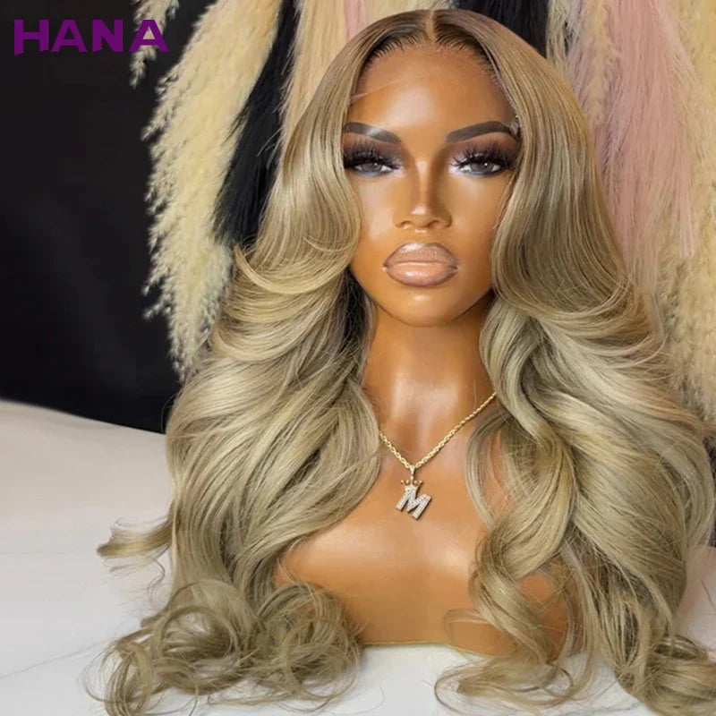 Ombre Blonde With Dark Roots Colored 5X5 Closure Wig For Women Human Hair Body Wave Ombre Ash Blonde 13X6 13X4 Lace Frontal Wig Ombre Blonde With Dark Roots Colored 5X5 Closure Wig For Women Human Hair Body Wave Ombre Ash Blonde 13X6 13X4 Lace Frontal Wig