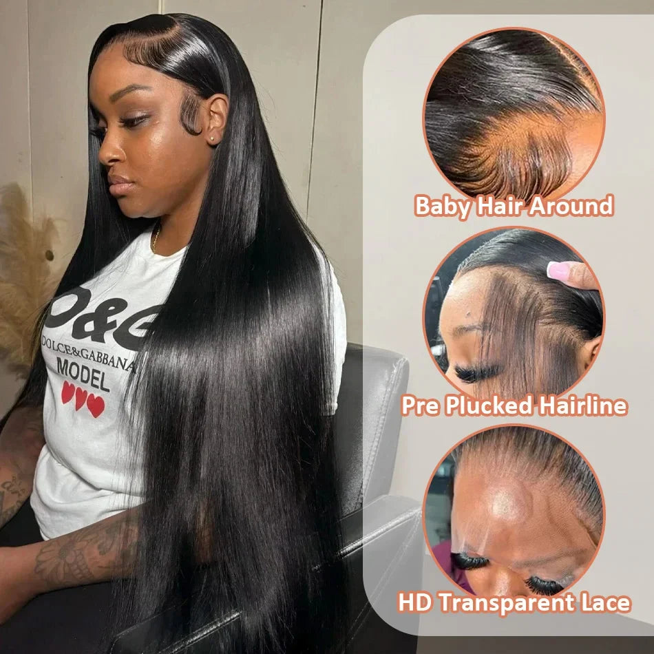 200% Density 42 Inch HD Lace Front Human Hair Wigs Straight 13x4 Transparent Lace Frontal Human Hair Wigs Pre Plucke For Women 200% Density 42 Inch HD Lace Front Human Hair Wigs Straight 13x4 Transparent Lace Frontal Human Hair Wigs Pre Plucke For Women