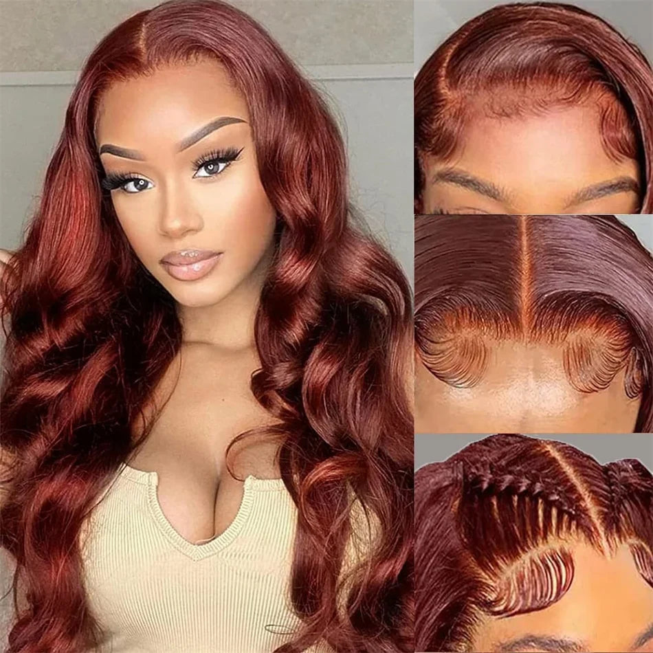 Reddish Brown 13x6 Lace Frontal Wig Brazilian Colored 13x4 Body Wave Human Hair Wigs Hd Transparent 4x4 5x5 Closure Wig 40 Inch Reddish Brown 13x6 Lace Frontal Wig Brazilian Colored 13x4 Body Wave Human Hair Wigs Hd Transparent 4x4 5x5 Closure Wig 40 Inch