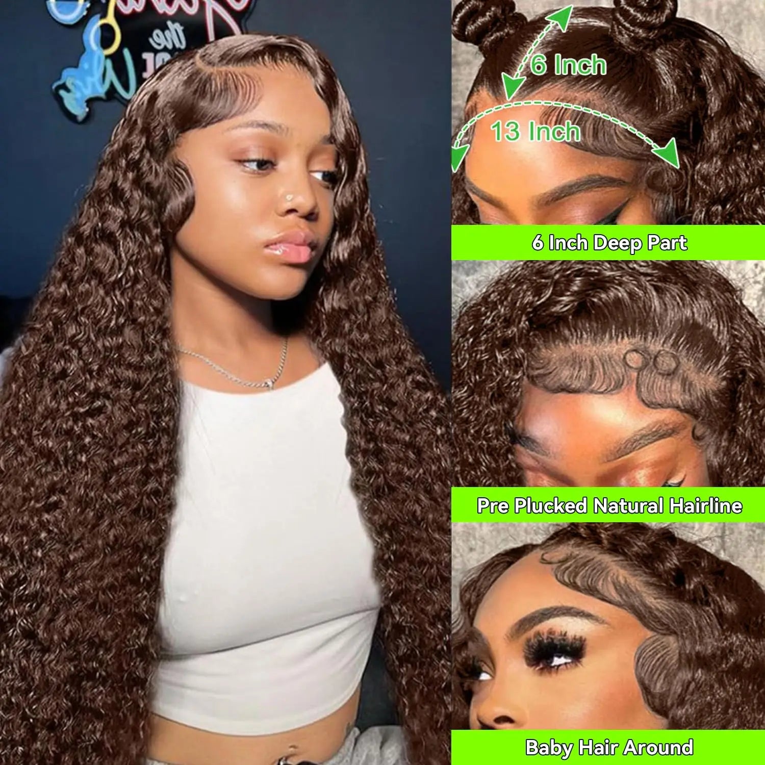 Chocolate Brown HD Lace Front Wigs Human Hair 200% Density Curly Lace Front Wigs Human Hair Deep Wave Wigs Human Hair For Women Chocolate Brown HD Lace Front Wigs Human Hair 200% Density Curly Lace Front Wigs Human Hair Deep Wave Wigs Human Hair For Women