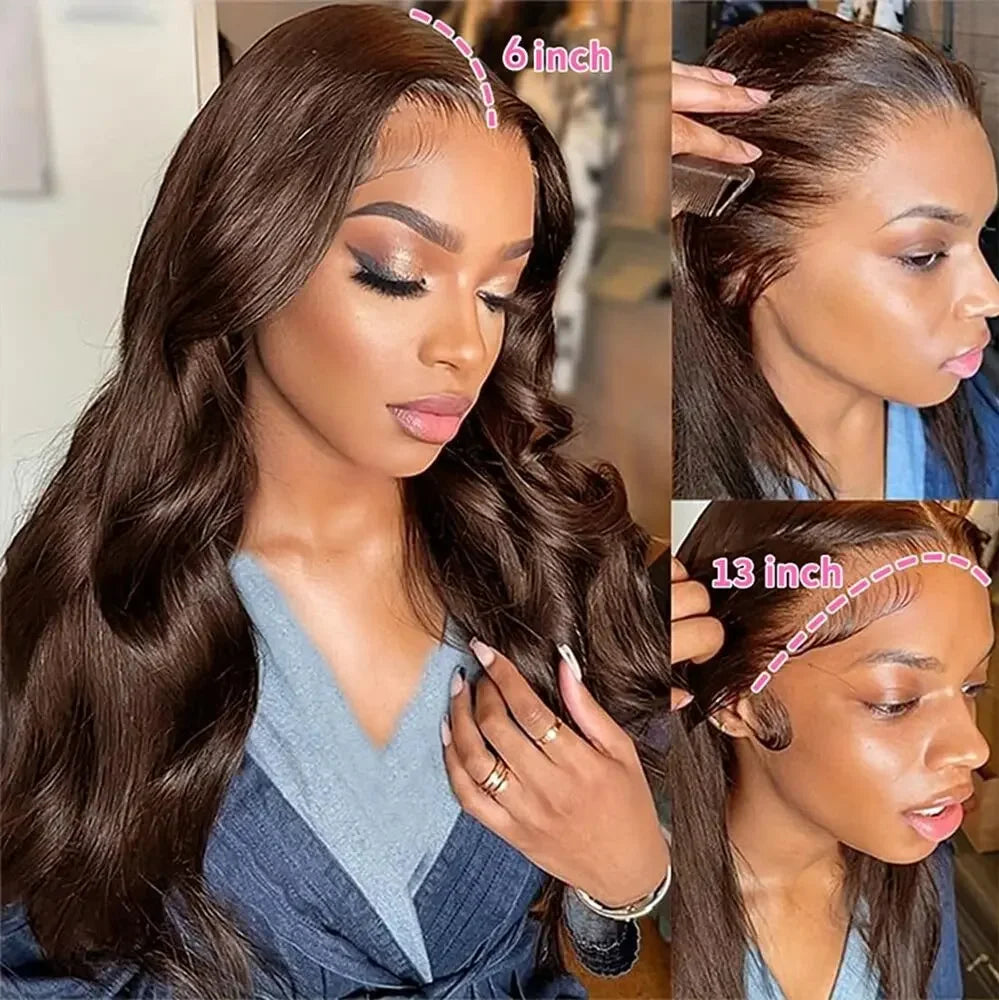 13x4 13x6 Hd Lace Frontal Wig Brazilian Human Hair Wigs Chocolate Brown Body Wave Lace Front Human Hair Wigs For Women 13x4 13x6 Hd Lace Frontal Wig Brazilian Human Hair Wigs Chocolate Brown Body Wave Lace Front Human Hair Wigs For Women